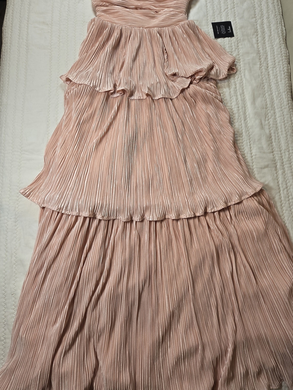 Lulu's Blush Pink Pleated Tiered Prom Dress
